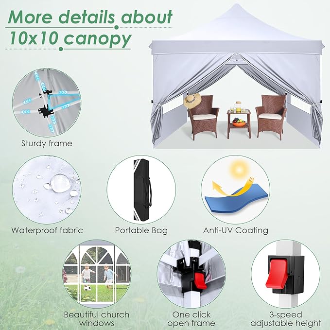 COBIZI Canopy 10x10 Pop Up Canopy Tent - Image 3
