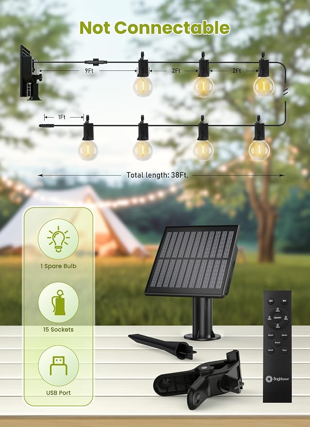 Brightown Solar String Lights Outdoor Waterproof - Image 5