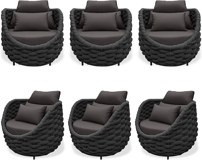 TWT 6 Pieces Patio Sofas All-Weather Teslin Rope Balcony Furniture by TWT