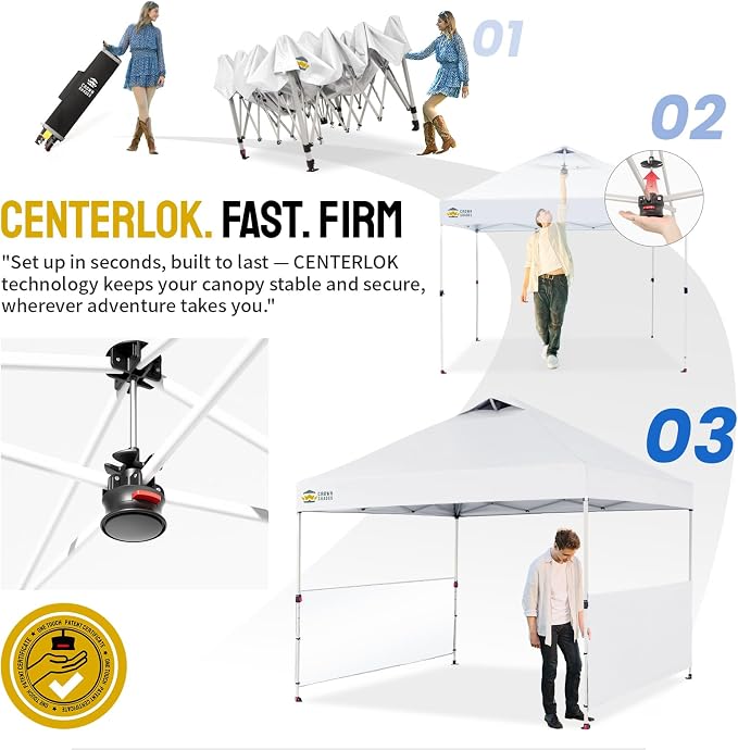 CROWN SHADES 10x10 Pop up Canopy Tent Instant Canopy - Image 3