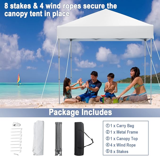 Tangkula 6.6x6.6 Ft Pop Up Canopy, 1 Person Instant Setup Canopy Tent - Image 5