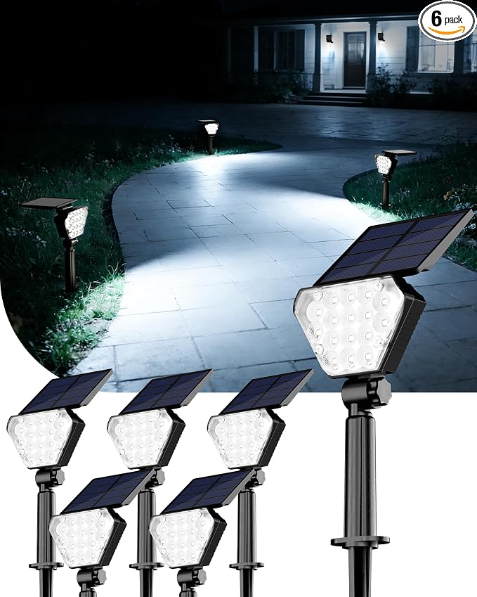 T-SUN Solar Lights Outdoor Waterproof IP65, 6 Pack LED Solar Spot Lights Color by T-SUN