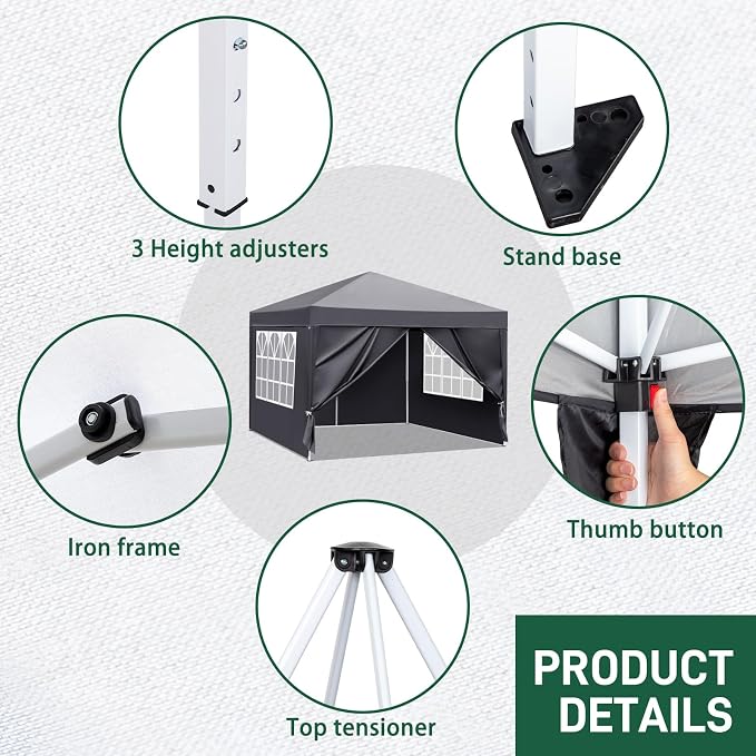 Outvita 10x10ft Ez Pop Up Canopy, Portable Instant Canopy Tent - Image 3