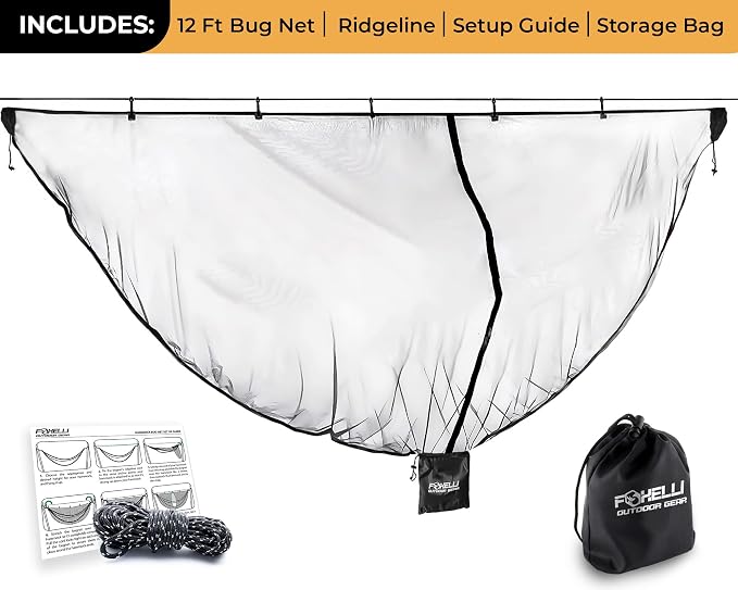 Foxelli XL Hammock Net – 12ft Net - Image 8