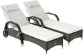 Outsunny Wicker Outdoor Chaise Lounge Set of 2, 5-Level Adjustable Backrest PE by Outsunny