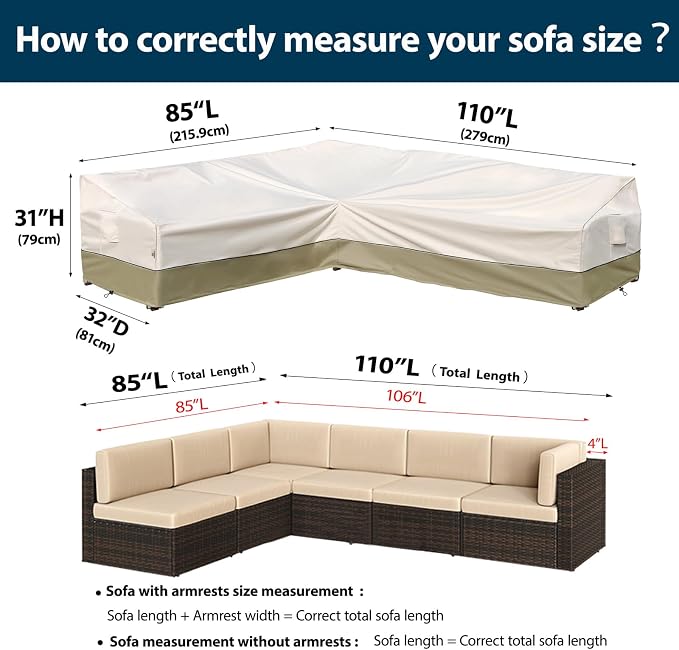 Outdoor Sectional Cover-L-Shaped Sofa Patio Furniture Covers Waterproof - Image 4
