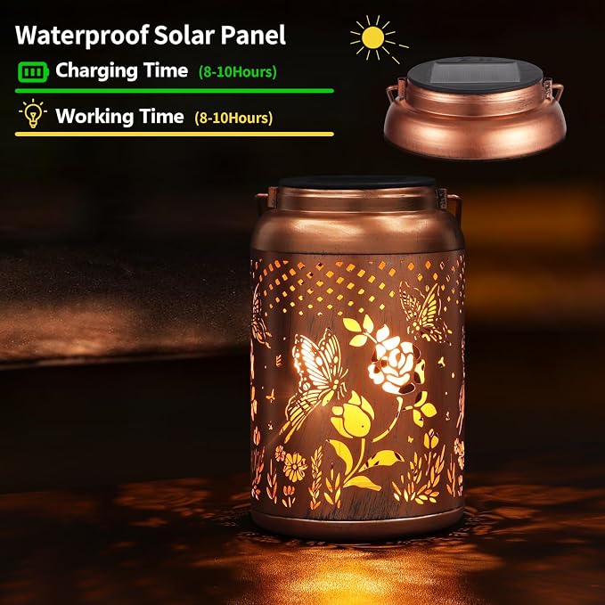 Rose Butterfly Decoration Solar Lanterns Outdoor Waterproof Garden Decor Gifts - Image 2