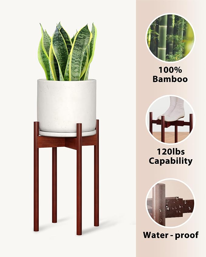 Adjustable Plant Stand Indoor, Bamboo Plant Stand Fits 8 9 10 11 12 Inches - Image 2