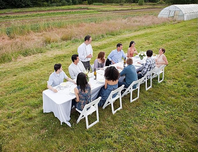 8 Foot Folding Table 8ft Foldable Portable Plastic Picnic Tables - Image 6
