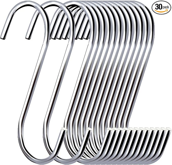 30 Pack 3.7 inch Metal S Hooks Steel S Hooks Plants Hanging Hangers by ESFUN
