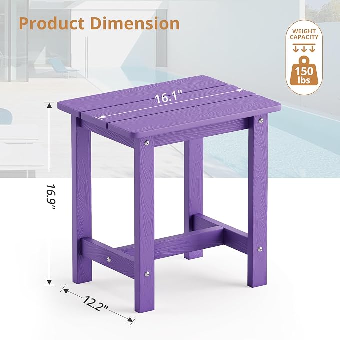 LUE BONA Outdoor Side Table Set of 2, HDPS Small Outdoor Table, Adirondack Side - Image 3