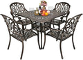 VINGLI 5 Pieces Outdoor Patio Dining Set, Cast Aluminium Patio Furniture Set by VINGLI