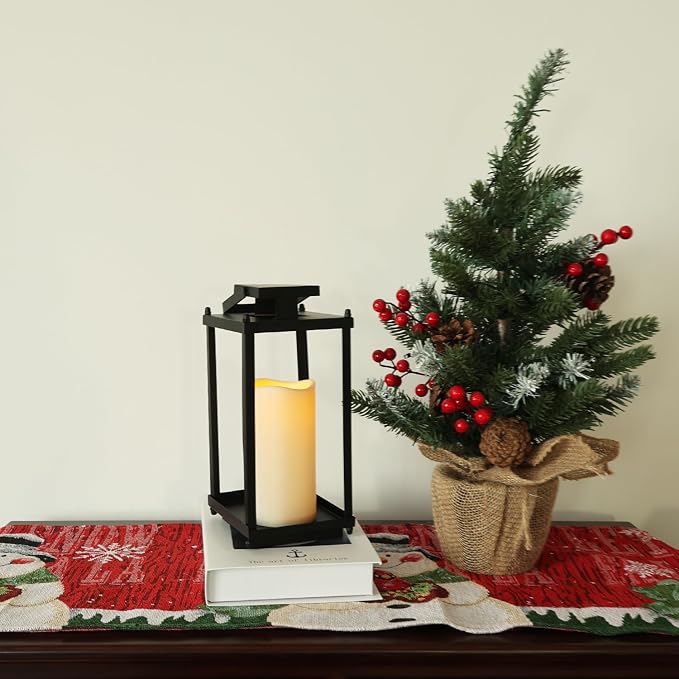 NEEDOMO Lanterns Decorative Indoor& Outdoor, 13.4" Metal Tabletop Decor Lantern - Image 6