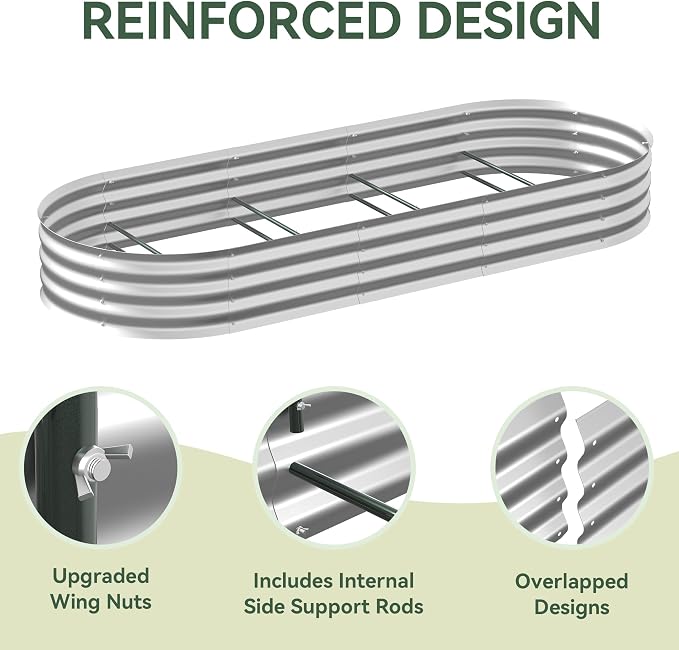 Raised Garden Bed with Sprinkler Timer and Self-Watering System, Oval Raised - Image 7