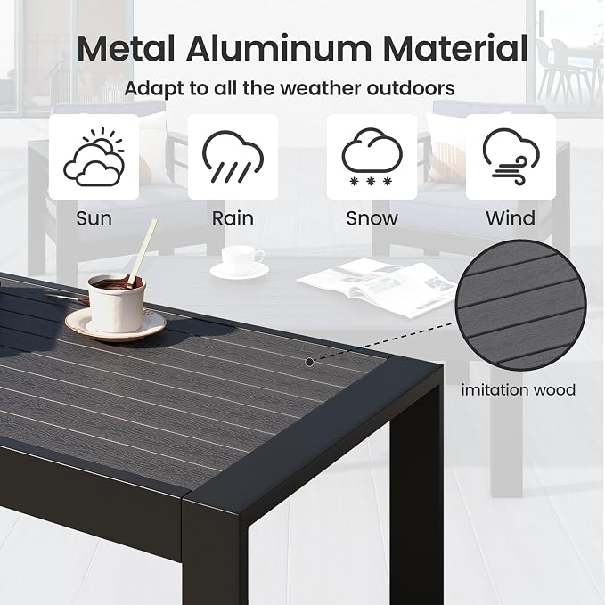 All-Weather Aluminum Outdoor Coffee Table, Modern Coffee Table - Image 3