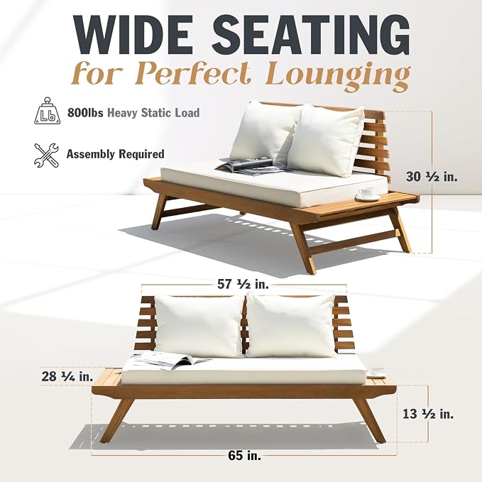 Idzo Lucille Updated 800lbs Capacity Acacia Patio Loveseat, FSC Certified 2 - Image 2