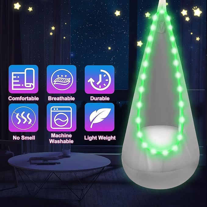 Light Up Swing Chair Hammock Chair Indoor Outdoor - Image 4