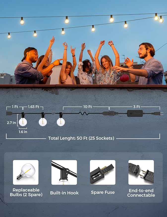XMCOSY+ Patio Lights, Smart 50Ft Outdoor String Lights - Image 6