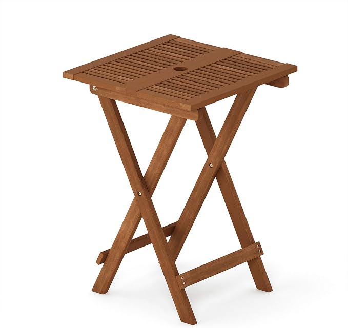 Furinno FG18065 Tioman Hardwood Patio Furniture Folding Table in Teak Oil - Image 7