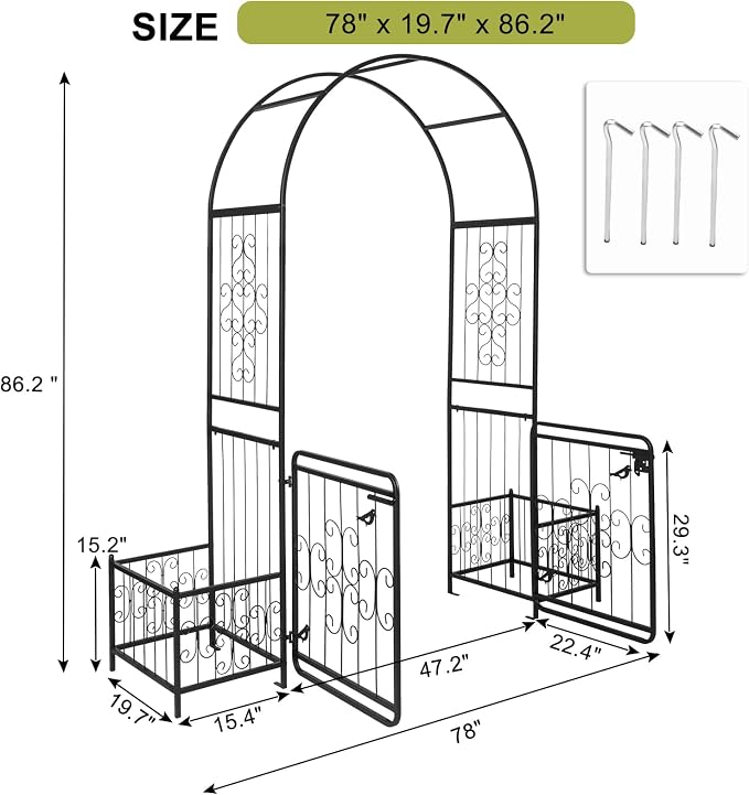 Garden Arbor with Gate and Planter, 7FT Wedding Arches - Image 4