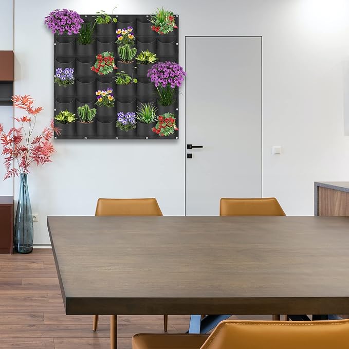 36 Pockets Hanging Planter Bags, Hanging Vertical Wall Mounted Plant Planting - Image 9