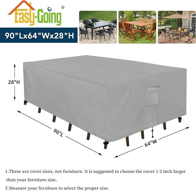 Easy-Going Rectangle Patio Furniture Cover Waterproof Outdoor Dining Table and - Image 2