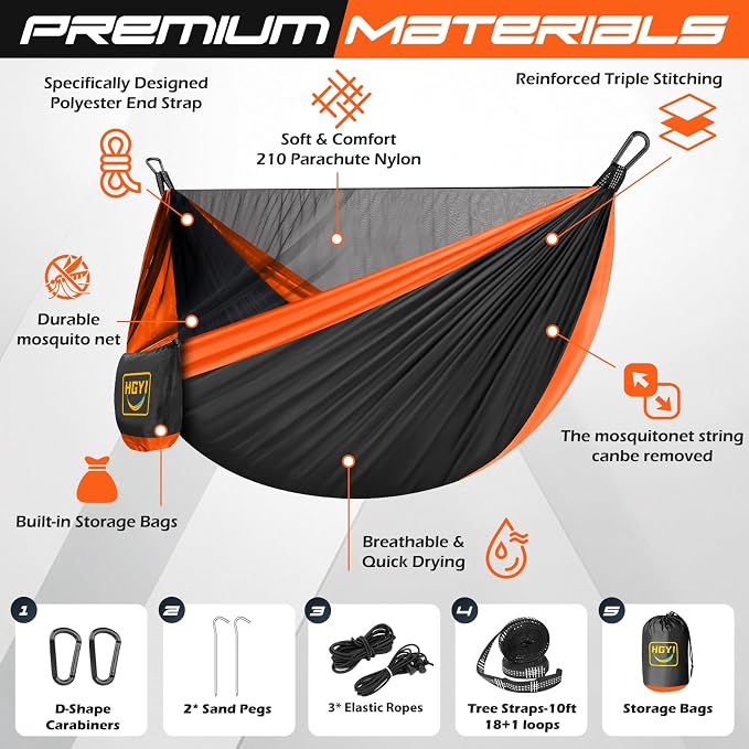 Camping Hammock Mosquito Net, Double & Single Portable Hammocks Hammocks - Image 2