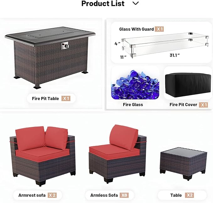 Kullavik 15 Pieces Outdoor Patio Furniture Set - Image 6