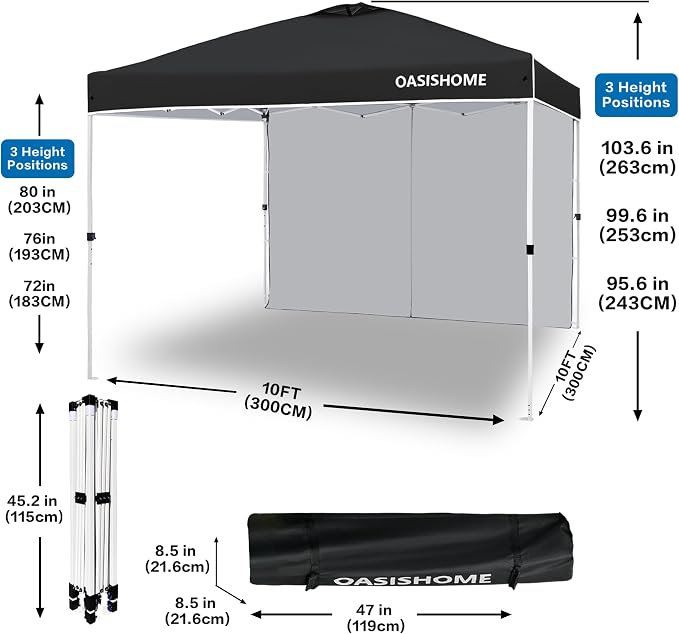 OASISHOME Pop-up Portable Outdoor Canopy Tent 10'x10' Instant Gazebo, - Image 4