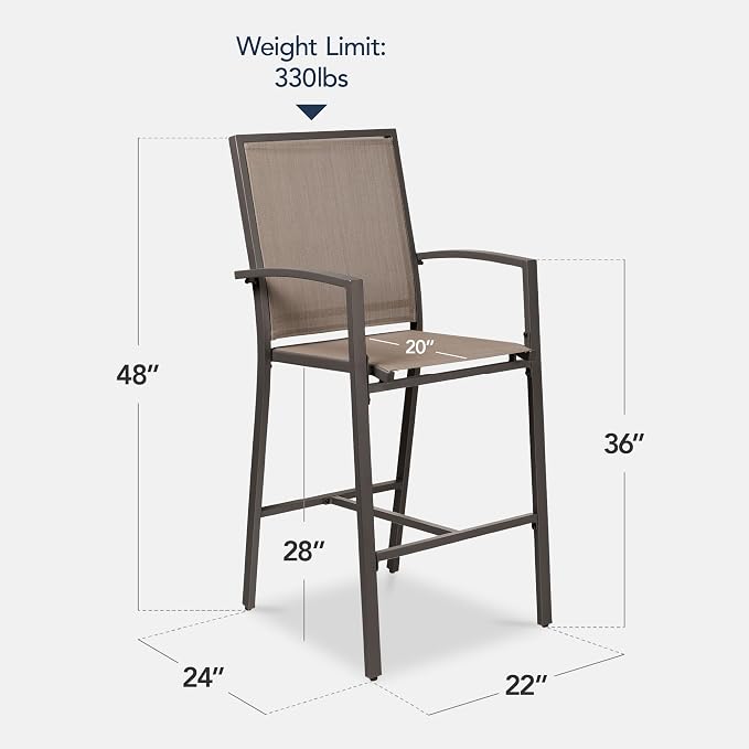 Best Choice Products Outdoor Bar Stools Set of 2, Bar Height, Patio Furniture - Image 2