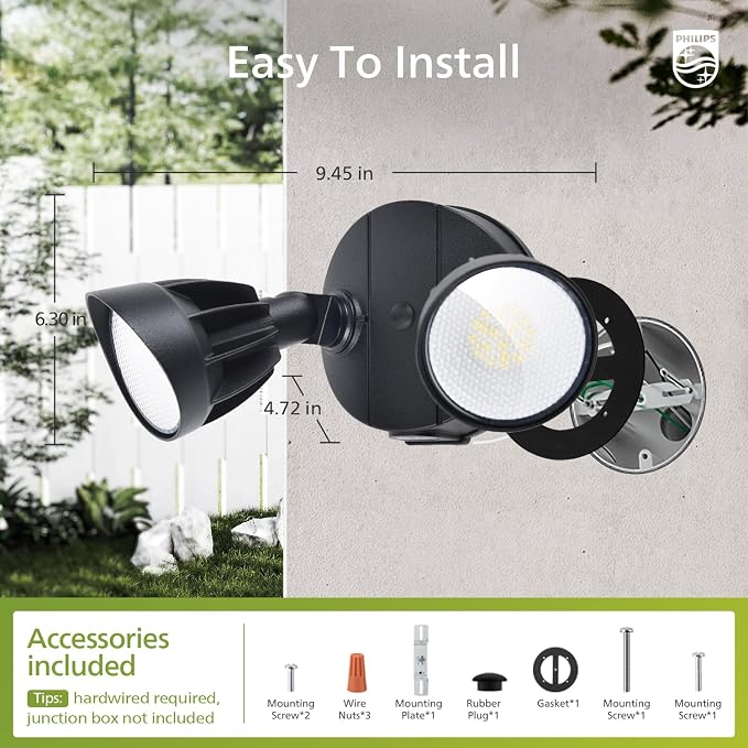 Philips 44W 3500LM ‌LED Security Flood Light‌ ‌Outdoor‌，Switch Controlled - Image 7