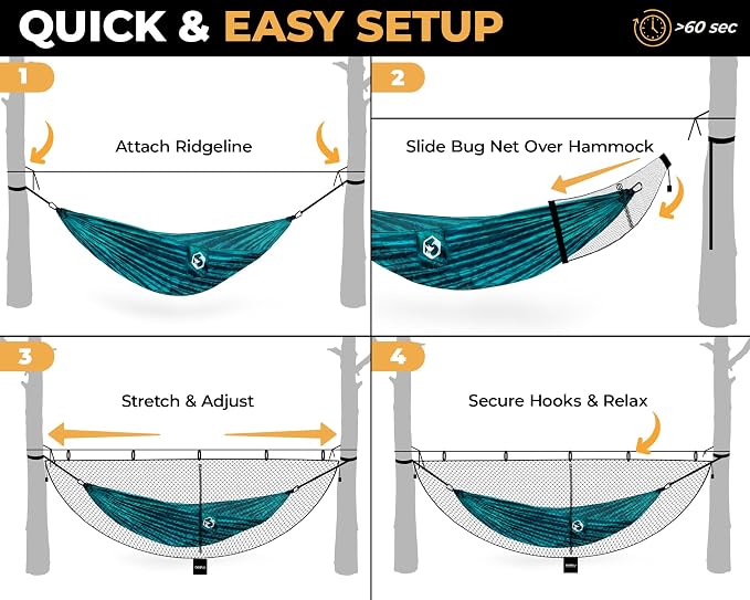 Foxelli XL Hammock Net – 12ft Net - Image 3