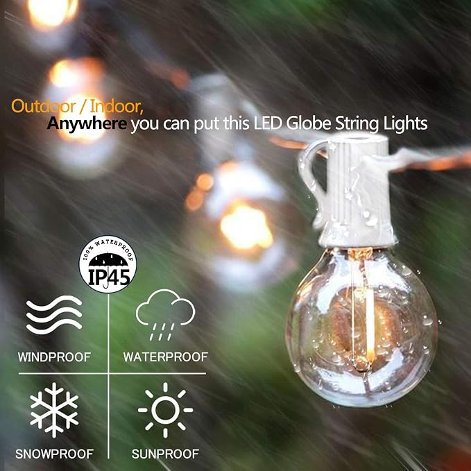 Outdoor Globe String Lights White - Image 4