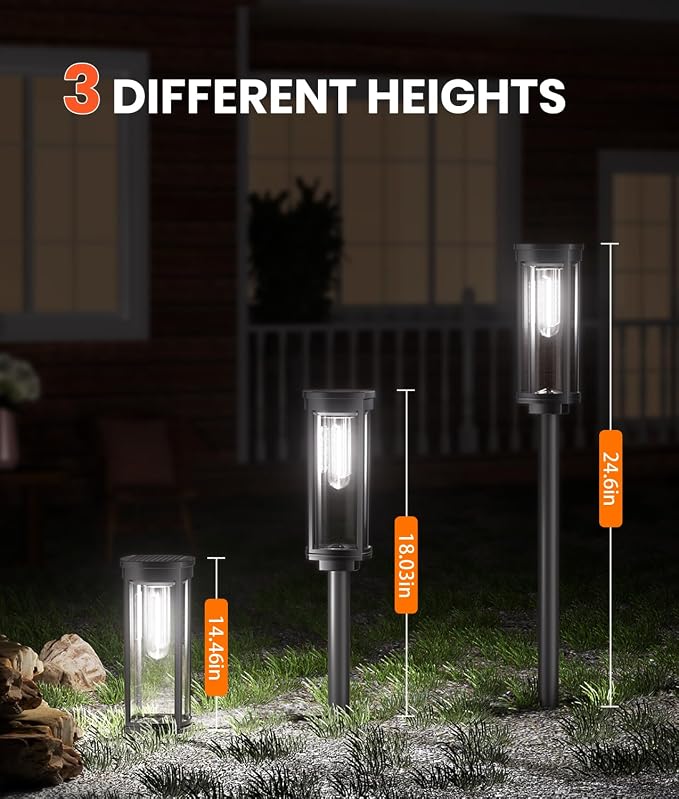 6 Pack Solar Pathway Lights Outdoor, Super Brightness IP65 Waterproof Auto - Image 6