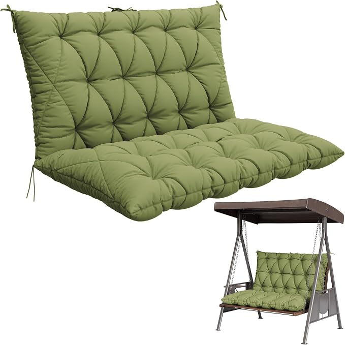 Porch Swing Cushion with Backrest, Waterproof Bench Cushion by Pakunoda