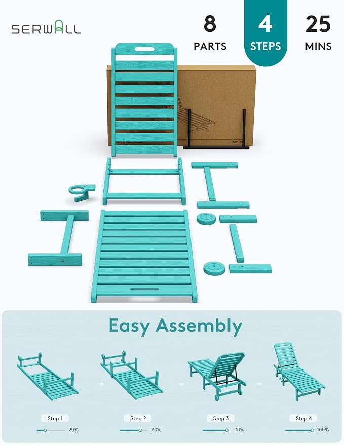 SERWALL Outdoor Chaise Lounge Set of 2 - Image 8