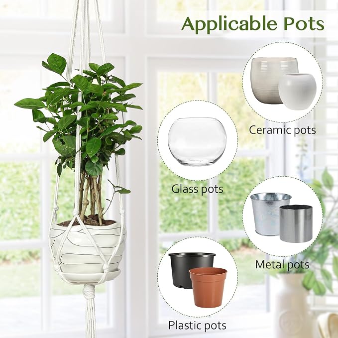 6 Pack Macrame Plant Hanger Indoor Hanging Planters - Image 3