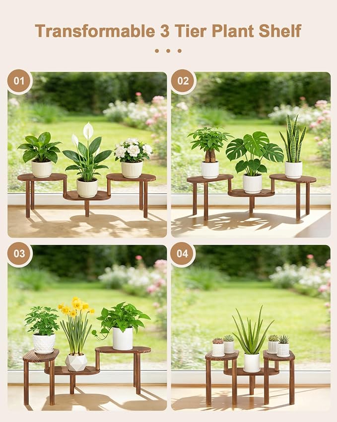 Concave Plant Shelf Indoor, 3 Tiers Deformable Oval Plant Stand, Heavy Duty - Image 3