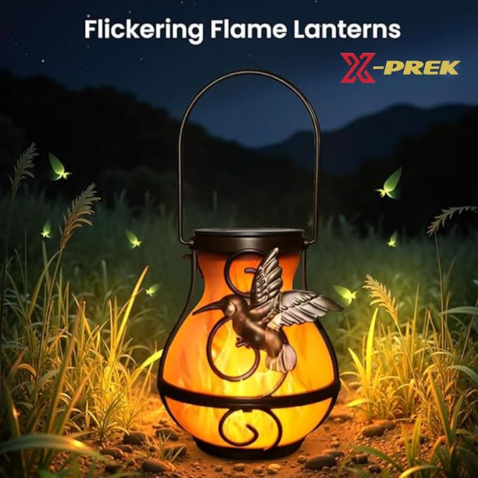 X-PREK 2 Pack Solar Lanterns Outdoor Waterproof Hummingbird Hanging Solar - Image 2
