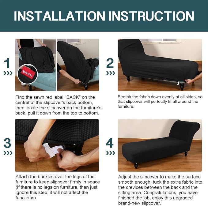FantasDecor Chaise Lounge Cover Stretch Armless Chair Slipcover - Image 7