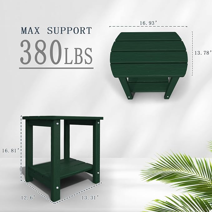 Adirondack Outdoor Side Table, 2-Tier Sturdy Patio End Table Weather Resistant - Image 3