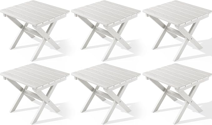SERWALL Folding Outdoor Side Table Set of 6, Adirondack End Table by SERWALL