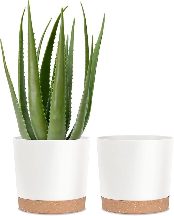 kubvici Plant Pots for Indoor Plants, 2 Pack 10 Inch Plant Pot Plastic Flower by kubvici