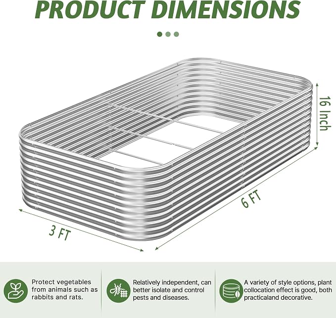 2 Pack Tall 6x3FT Raised Beds for Gardening, Corrugated Galvanized Steel Raised - Image 8