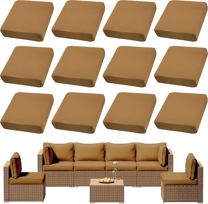 12Pcs Outdoor Cushion Covers, Patio Cushion Covers, Stretch Elastic Slipcovers by dreahoteztil