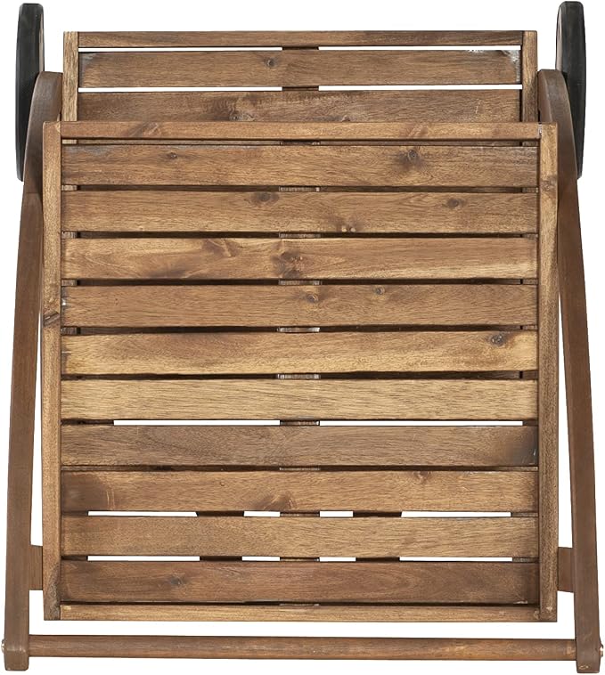 Linon Chandler Acorn Finished Acacia Wood Outdoor Bar Trolley - Image 11