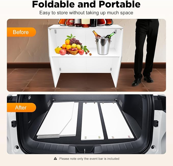 43''*48''*20'' Portable Event Bar, Folding Party Counter Mobile Drink Table - Image 4