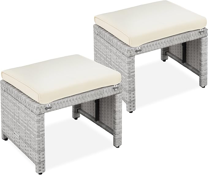 Best Choice Products Set of 2 Wicker Ottomans, Additional Seating, Side Table by BestChoiceProducts