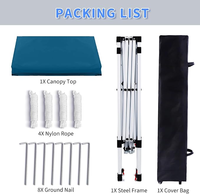 Pop Up Canopy 8X8 FT, Portable Sun Instant Shelter w/Backpack Bag, Waterproof - Image 4