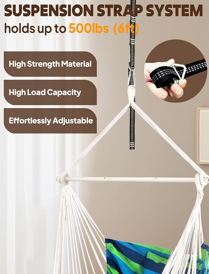 Chihee Hammock Chair Hanging Swing Max 500 Lbs 2 Cushions Included Metal - Image 3